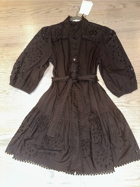 Avec Les Filles Dresses & Skirts - Avec Les Filles Eyelet Midi Dress with Waist Tie